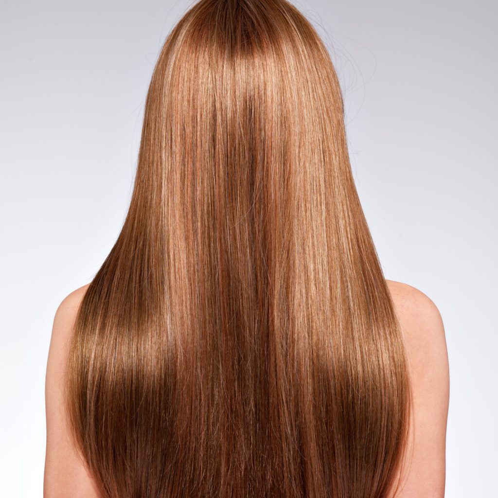 Rear view of the woman with long hair Rear view of the woman with long hair - studio
